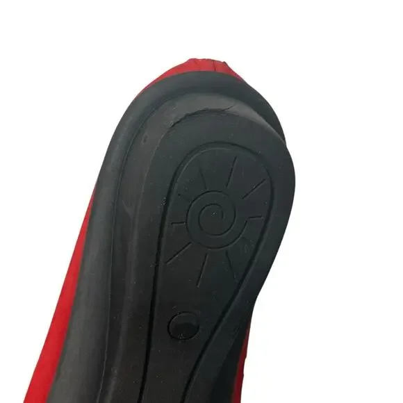 Sesto Meucci Evonne Red Nubock Cushioned Footbed Open Toe Slip On Flats - Size 9 - Picture 14 of 14